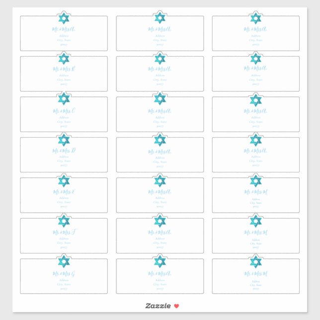 Transparent Guest Address Labels, Aqua Blue (Sheet)