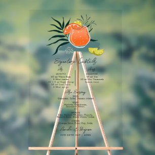 Transparent Italian Wedding Signature Cocktails Acrylic Sign