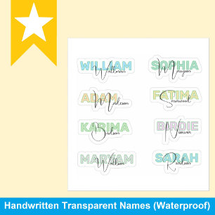 Transparent Last Names, Modern Waterproof Stickers