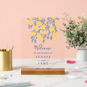 Transparent Lemon Vines Wedding welcome sign