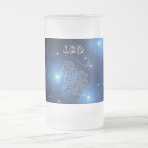 Transparent Leo Frosted Glass Beer Mug
