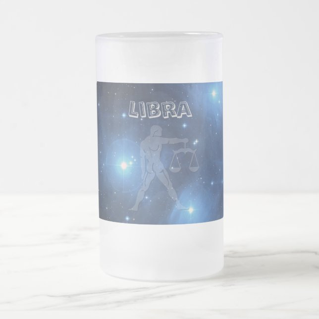 Transparent Libra Frosted Glass Beer Mug (Center)