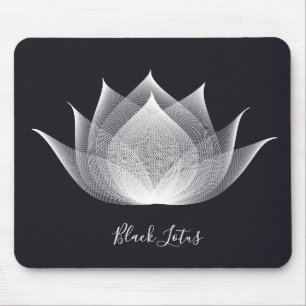 Transparent Lotus Black and White Floral Template Mouse Mat