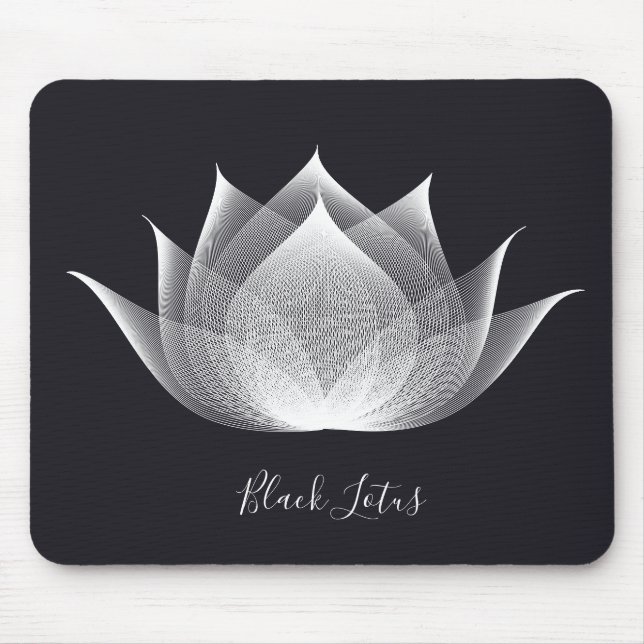 Transparent Lotus Black and White Floral Template Mouse Mat (Front)