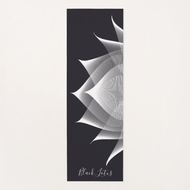 Transparent Lotus Black and White Floral Template Yoga Mat (Front)