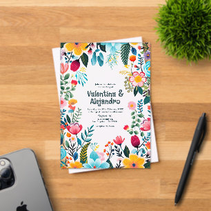 Transparent Mexican Fiesta Flowers Wedding Acrylic Invitations