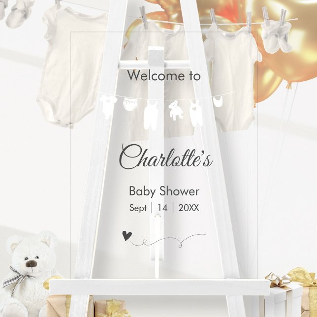 Transparent Minimalist Modern Baby Shower Acrylic Sign (Minimalist Transparent Modern Baby Shower Acrylic Sign ©Susanne Sachers - Sunny Mind 🌞)