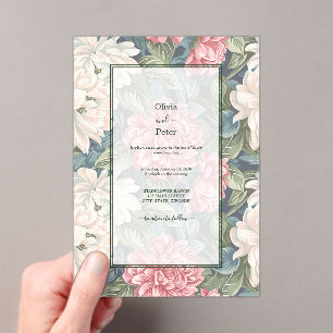 Transparent Modern Floral Wedding Invitation