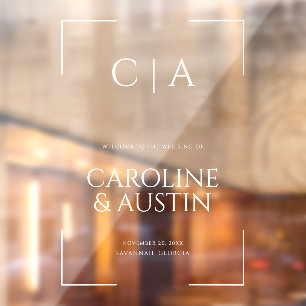 Transparent Modern Initials Wedding Welcome Sign