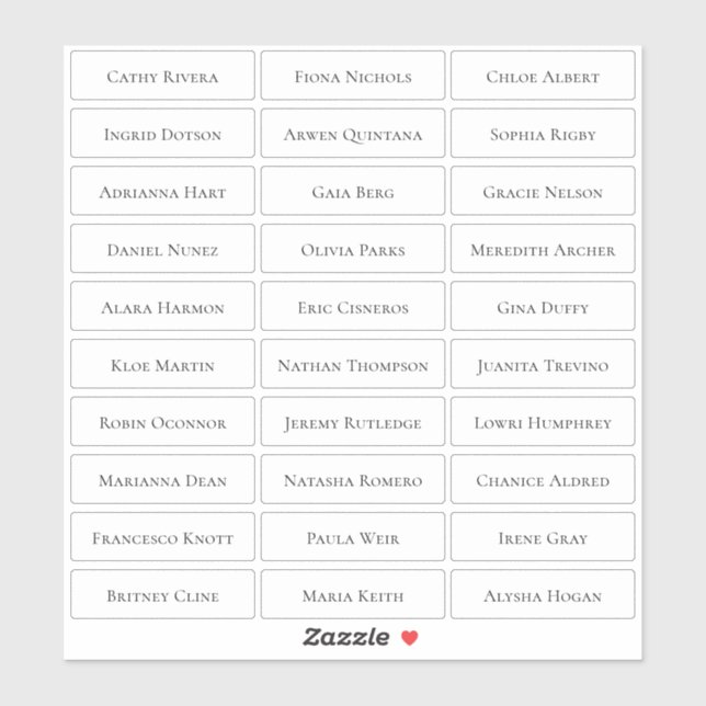 Transparent modern minimalist guest names  (Sheet)
