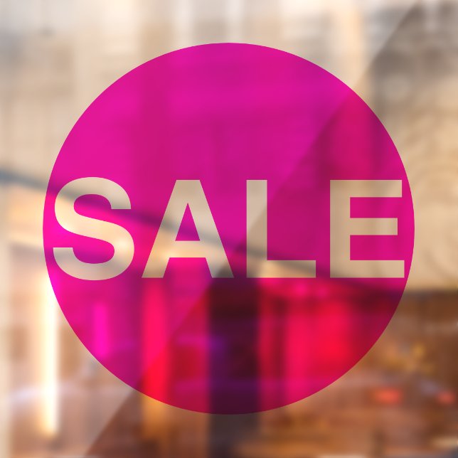 Transparent Neon Pink Window Sale Sign Vinyl Cling (Sheet 2)