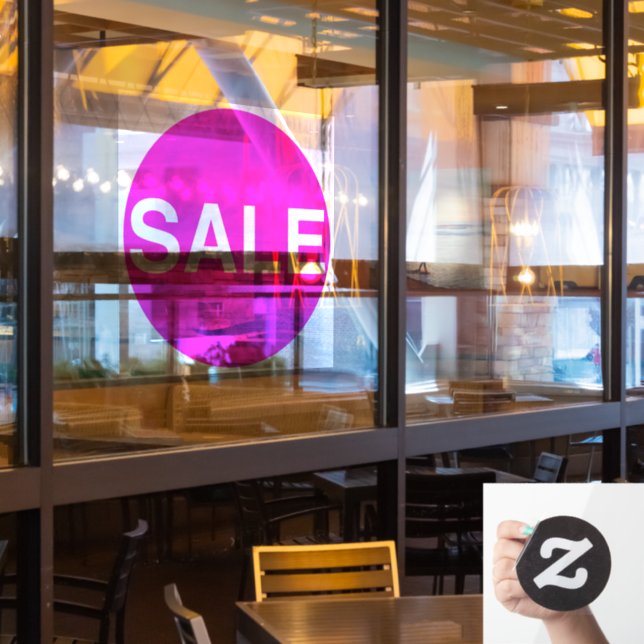 Transparent Neon Pink Window Sale Sign Vinyl Cling (Restaurant Window)
