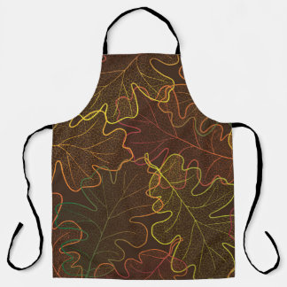 Transparent Oak Leaves, Autumn Pattern. Apron