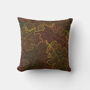 Transparent Oak Leaves, Autumn Pattern. Cushion