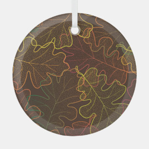 Transparent Oak Leaves, Autumn Pattern. Glass Tree Decoration