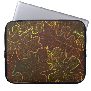 Transparent Oak Leaves, Autumn Pattern. Laptop Sleeve