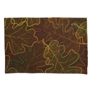 Transparent Oak Leaves, Autumn Pattern. Pillowcase