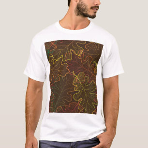 Transparent Oak Leaves, Autumn Pattern. T-Shirt
