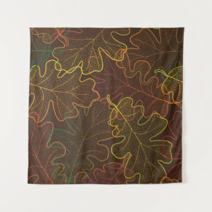 Transparent Oak Leaves, Autumn Pattern. Tapestry