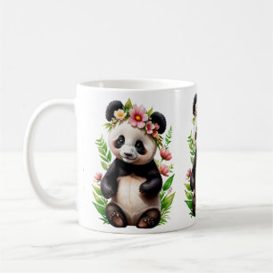 Transparent Panda Bear With Flowers Coffee Mug