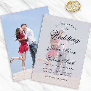 Transparent Photo Elegant Script Modern Wedding  Invitation