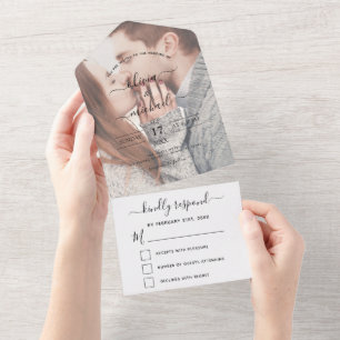Transparent Photo Wedding Simple Modern All In One Invitation