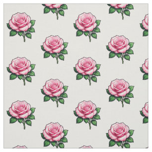 Transparent Pink Rose Flower  Fabric