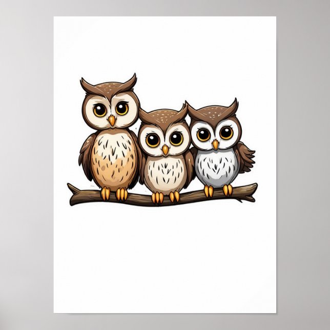 Transparent Png Three Cute Little Owl Download  Poster (Front)