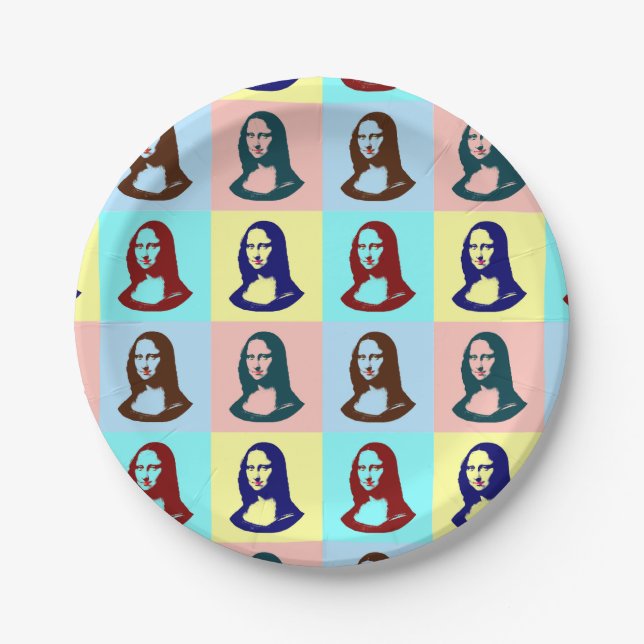 Transparent Pop Art Mona Lisa Paper Plate (Front)