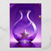 Transparent Purple Vase With Star All Under Dome
