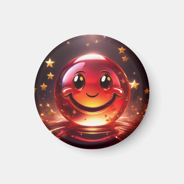 Transparent Red Bubbly Face With Stars  Magnet (Front)