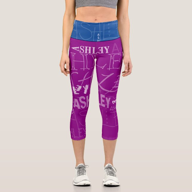 Transparent repeating Ashley Choose colour BackG 2 Capri Leggings (Front)