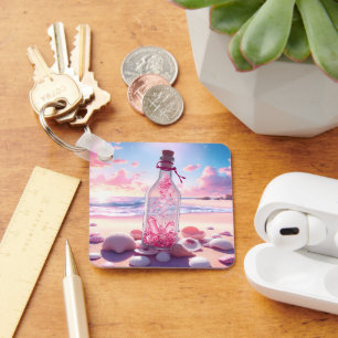 Transparent romantic floating bottle key ring