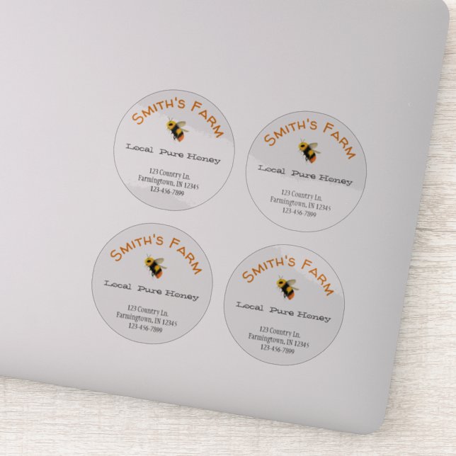 Transparent Round Custom Honey Stickers (Detail)