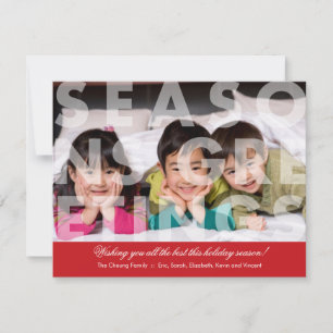Transparent Seasons Greetings in Red Holiday Card