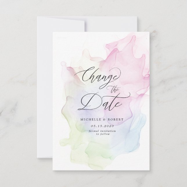 transparent silk elegant Change The Date Invitation (Front)