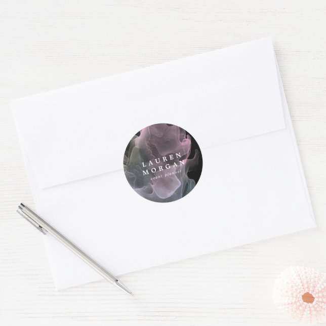 Transparent Silk Elegant Monogram Classic Round Sticker (Envelope)