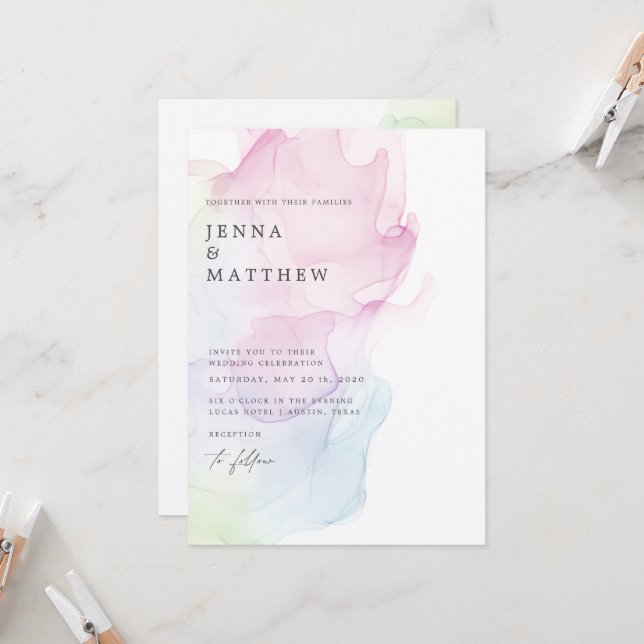 Transparent Silk Modern Wedding Invitation (Front/Back In Situ)