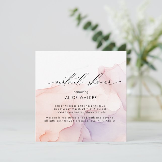 Transparent Silk Virtual Shower Invitation (Standing Front)