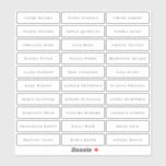 Transparent simple elegant classic guest names<br><div class="desc">Modern minimalist wedding guest names sticker with classic serif font name,  simple and elegant. Can be used on place cards for wedding and any other event. Available in Clear and White.</div>