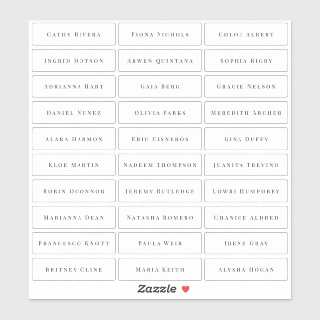 Transparent simple elegant classic guest names (Sheet)