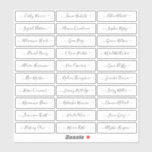 Transparent simple modern script guest names<br><div class="desc">Modern minimalist wedding guest names sticker with trendy modern script name,  simple and elegant. Can be used on place cards for wedding and any other event. Available in Clear and White.</div>