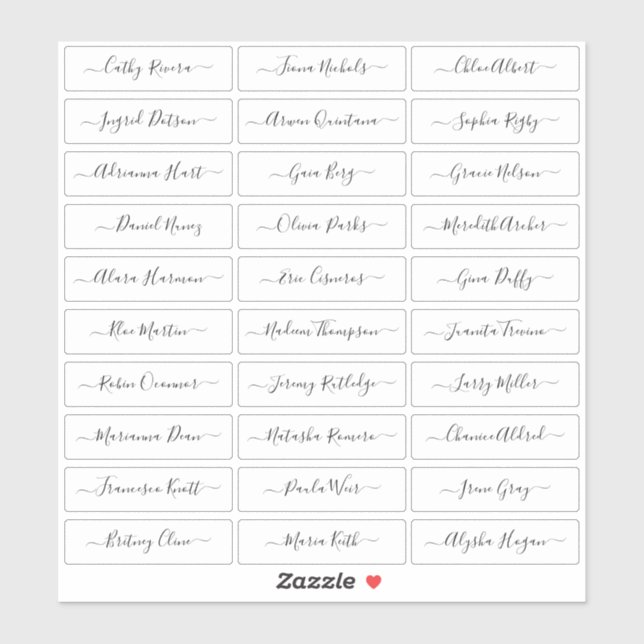 Transparent simple modern script guest names (Sheet)