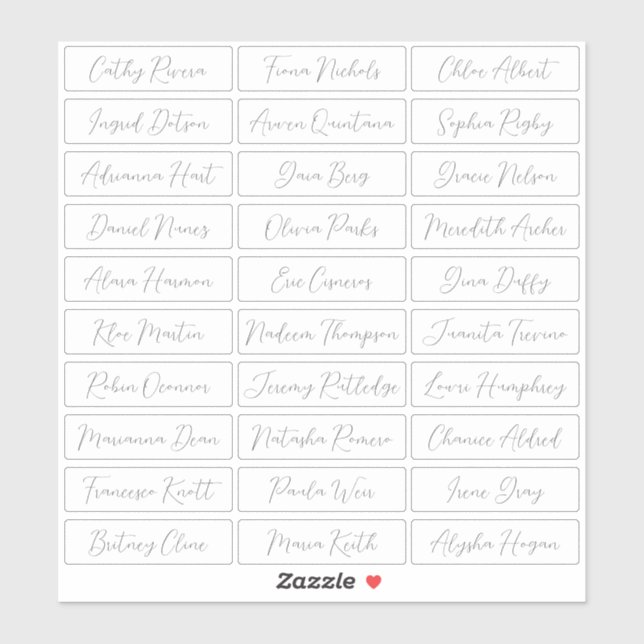 Transparent Simple romantic Script guest names (Sheet)