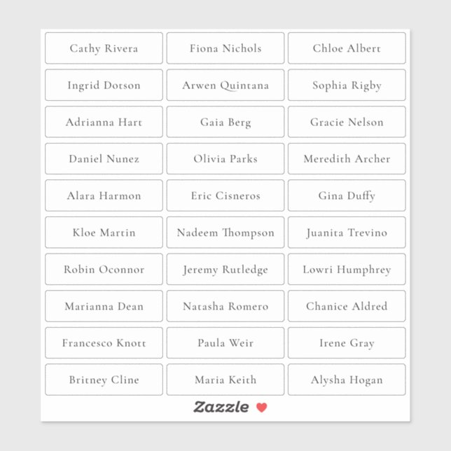Transparent simple sophisticated guest names (Sheet)