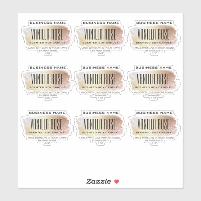 Transparent Soy Candle Labels Gold Opal Sparkles (Sheet)