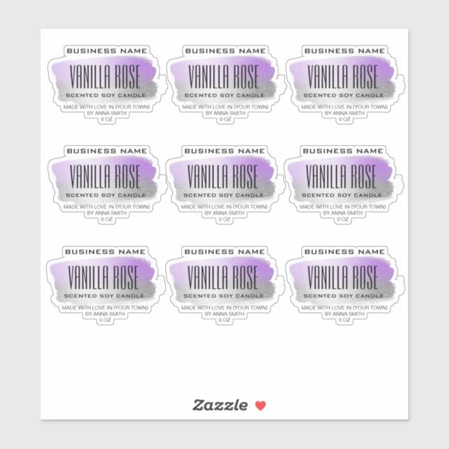 Transparent Soy Candle Labels Purple And Silver (Sheet)