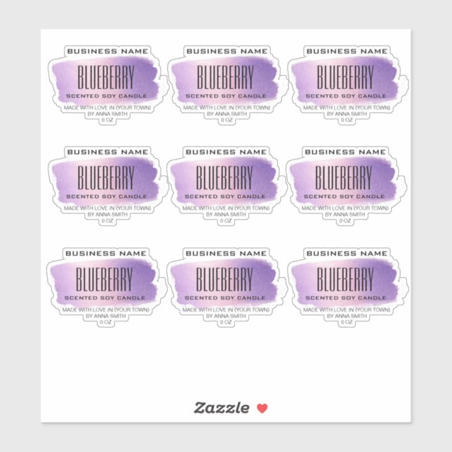 Transparent Soy Candle Labels Purple Holographic (Sheet)