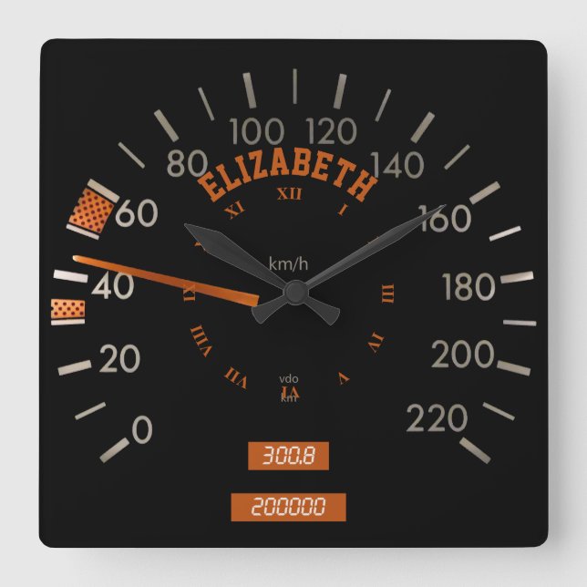 Transparent Speedometer on Dashboard Square Clock (Front)