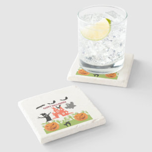 Transparent Spooky Halloween Character Art Stone Coaster